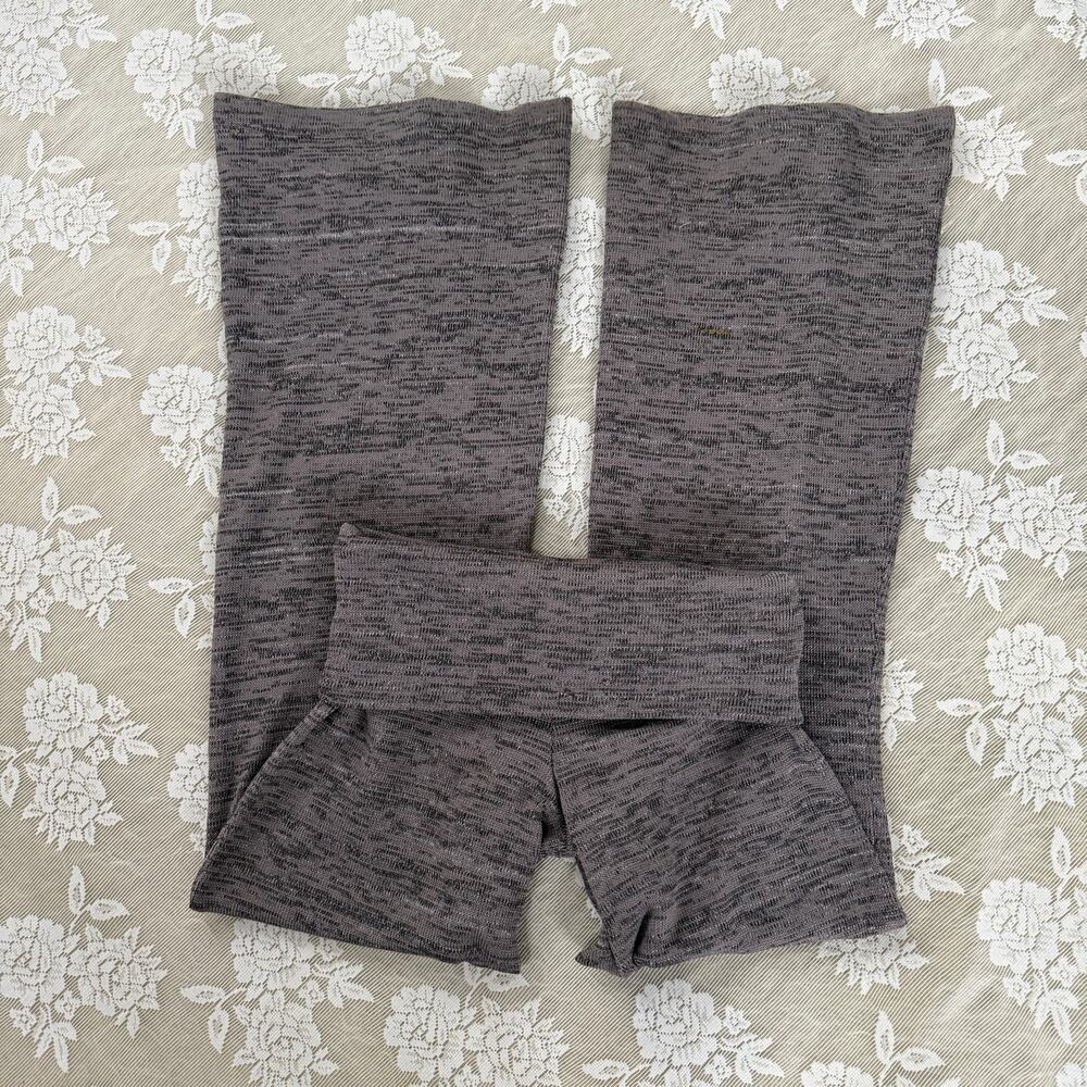 ALEXIS Foldover Knit Lounge Pants Size Small Gray Marled Wide Leg Yoga